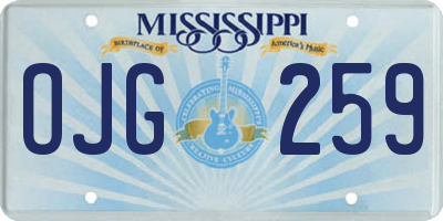 MS license plate OJG259