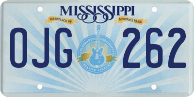 MS license plate OJG262