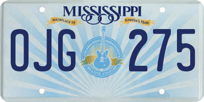 MS license plate OJG275