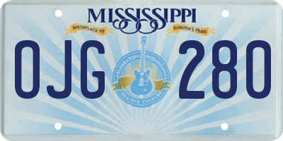 MS license plate OJG280