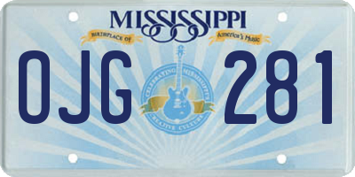 MS license plate OJG281