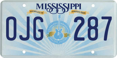MS license plate OJG287