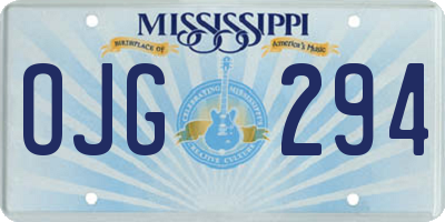 MS license plate OJG294