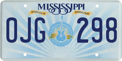MS license plate OJG298