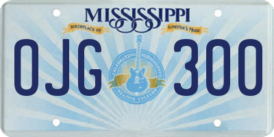 MS license plate OJG300