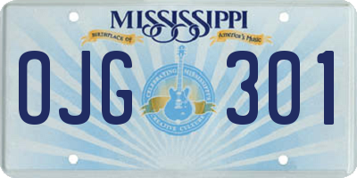 MS license plate OJG301