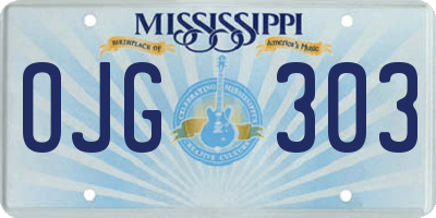 MS license plate OJG303