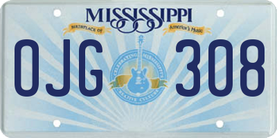 MS license plate OJG308
