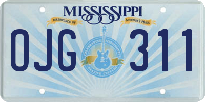 MS license plate OJG311