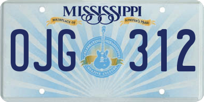 MS license plate OJG312