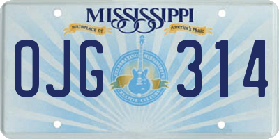 MS license plate OJG314
