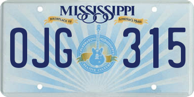 MS license plate OJG315