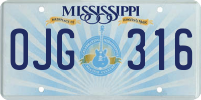 MS license plate OJG316