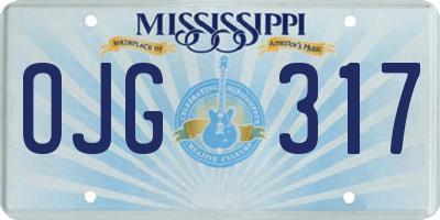 MS license plate OJG317