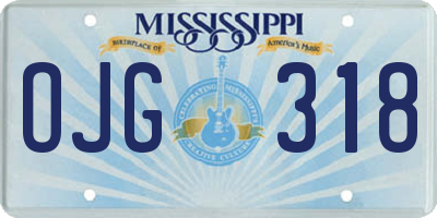 MS license plate OJG318