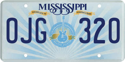 MS license plate OJG320