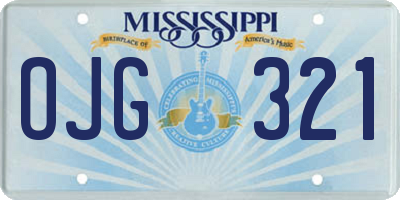 MS license plate OJG321