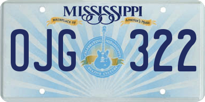 MS license plate OJG322