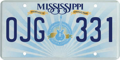 MS license plate OJG331