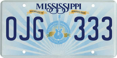 MS license plate OJG333