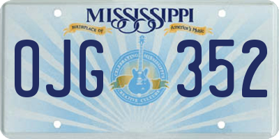MS license plate OJG352