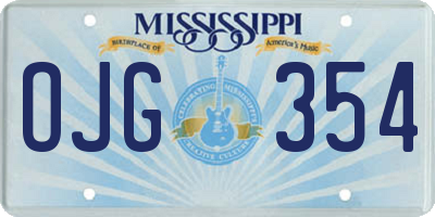 MS license plate OJG354