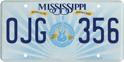 MS license plate OJG356
