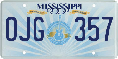 MS license plate OJG357