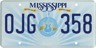 MS license plate OJG358