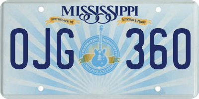 MS license plate OJG360
