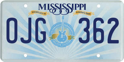 MS license plate OJG362