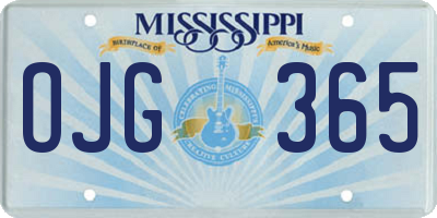 MS license plate OJG365