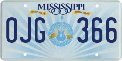 MS license plate OJG366