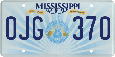 MS license plate OJG370