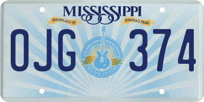 MS license plate OJG374