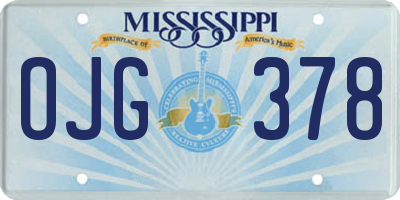 MS license plate OJG378