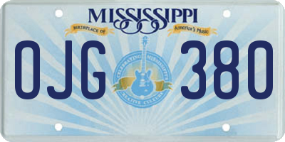 MS license plate OJG380
