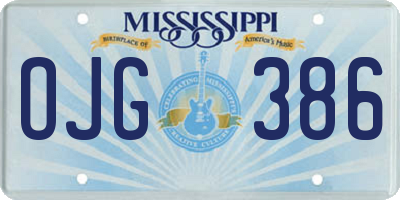 MS license plate OJG386