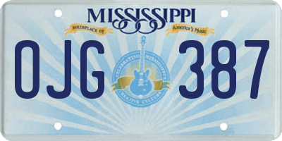 MS license plate OJG387