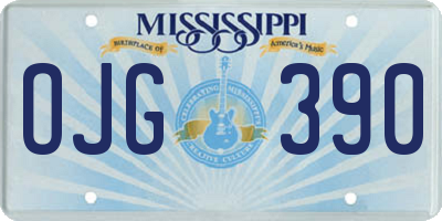 MS license plate OJG390