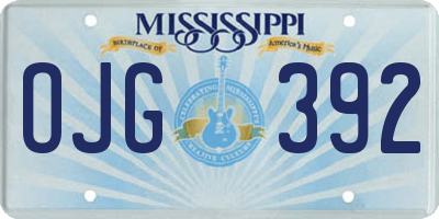 MS license plate OJG392