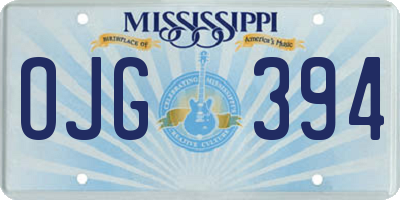 MS license plate OJG394