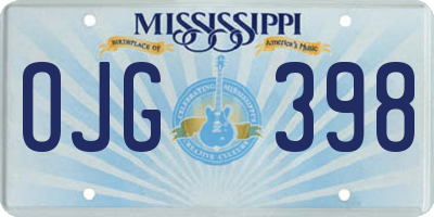 MS license plate OJG398