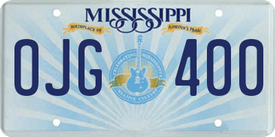 MS license plate OJG400