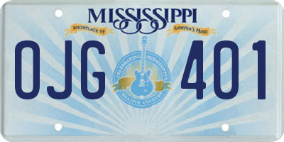MS license plate OJG401