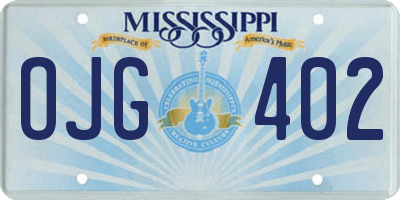 MS license plate OJG402