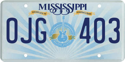 MS license plate OJG403