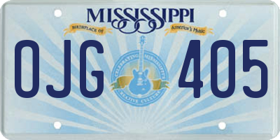 MS license plate OJG405