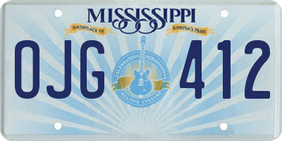 MS license plate OJG412