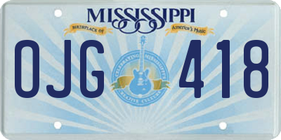 MS license plate OJG418